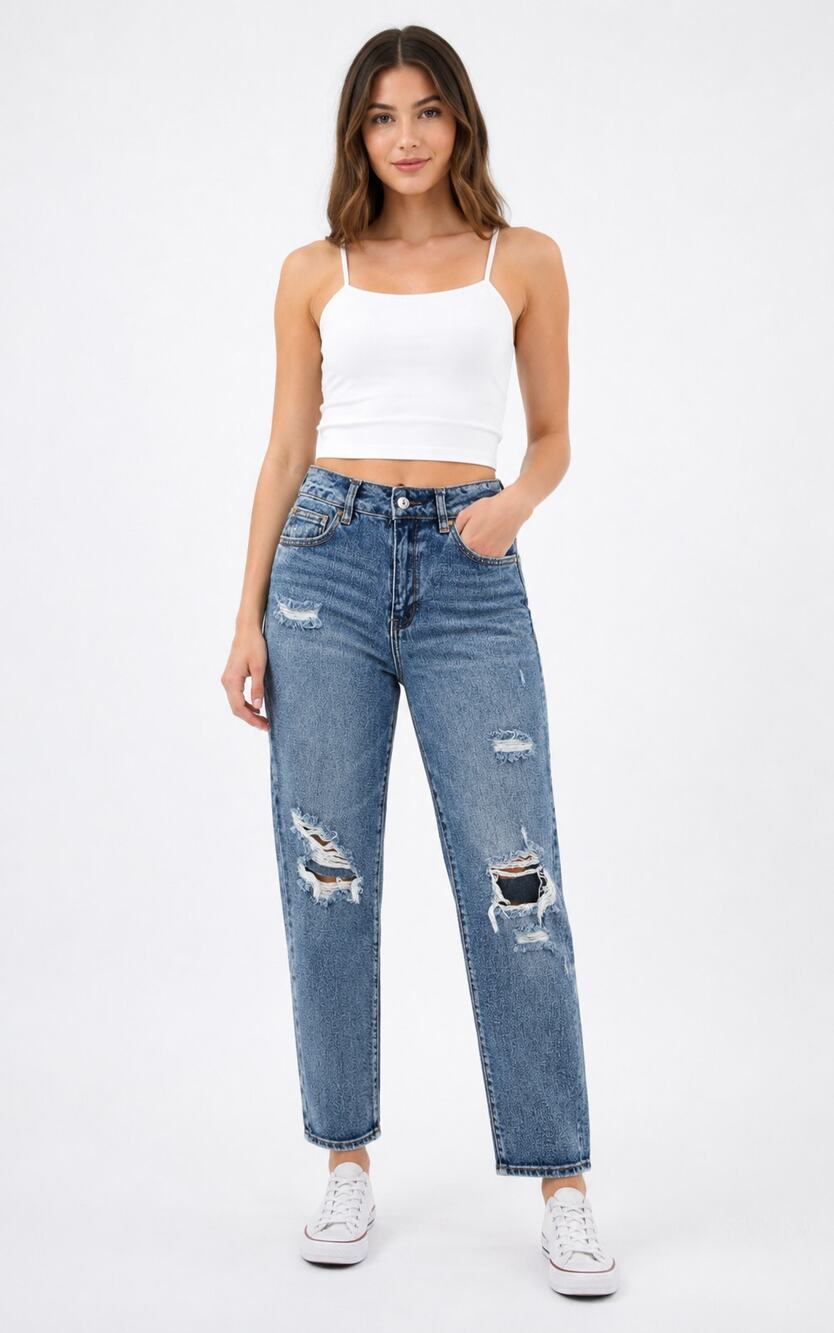 PacSun Mom Jeans Distressed Denim High Waisted Womens Size 25
